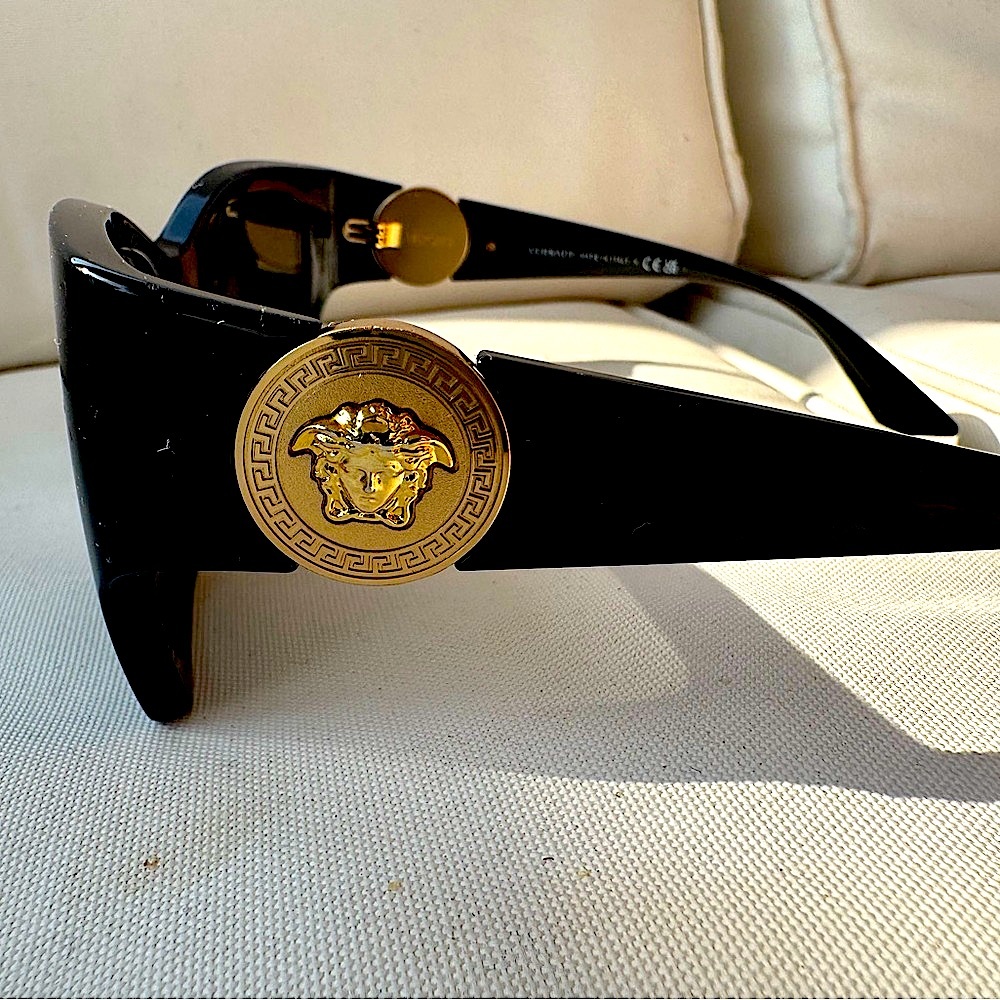 Versace Black Sunglasses with Gold Medusa Accent